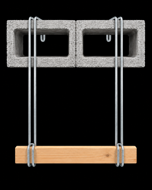 30" Double Wire Cement Block Wall Hook – 2×4 Mount