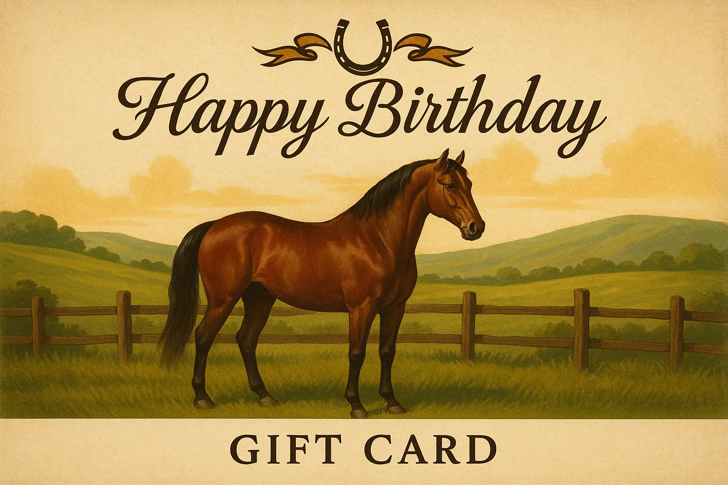 gift card for horse products birthday card